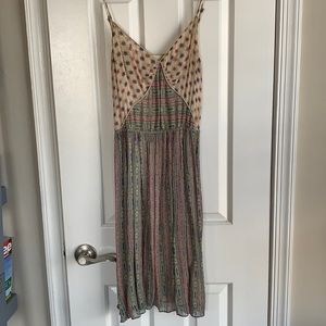 Boho mini dress with tie waist, Tikirani brand from Urban Outfitters